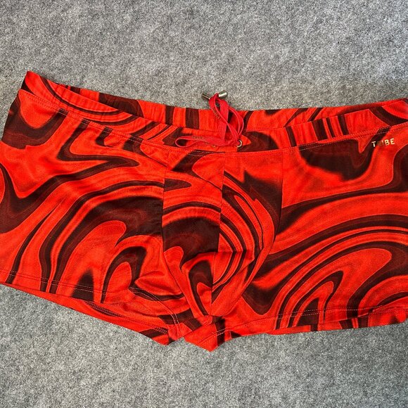 Tribe Men’s Swim Shorts – Size 3XL – Red Swirl Print - Picture 2 of 12